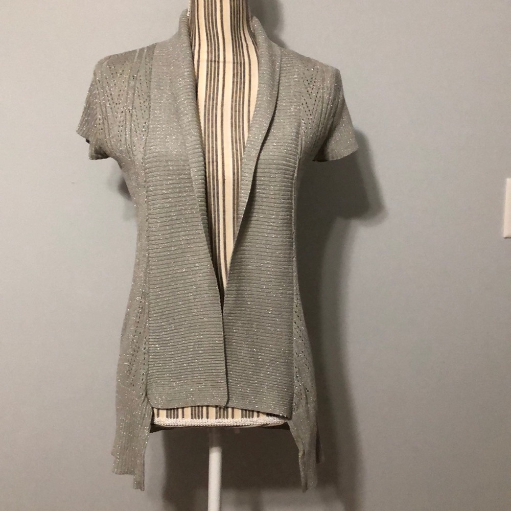 Wet paint glittery short sleeves cardigan